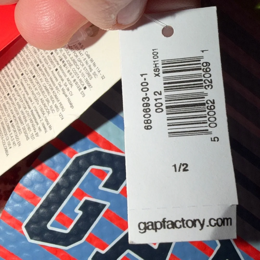 NWT Gap Factory striped, worn Gap blue/black flip flop, 1-2